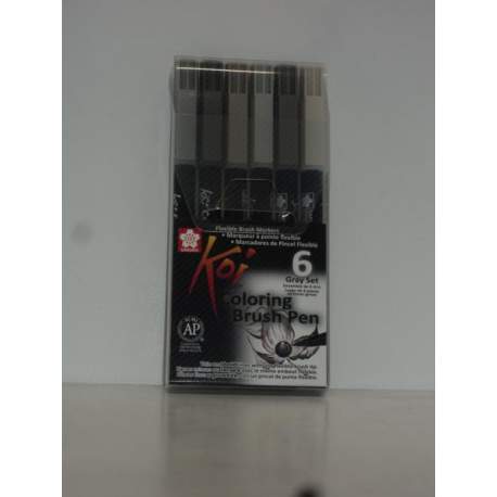 ROTULADOR KOI COLORING BRUSH PEN 6 GRISES XBR-6A PUNTA PINCEL