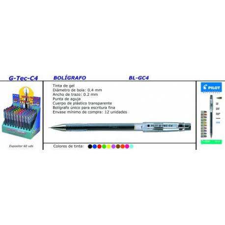 ROTULADOR PILOT G-TEC-C4 COLORES AZUL C/12U