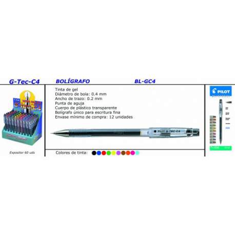 ROTULADOR PILOT G-TEC-C4 COLORES AZUL CLARO C/12U