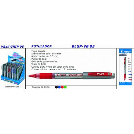 ROTULADOR PILOT V-BALL GRIP 0,5 PUNTA CONICA ROJO C/12U