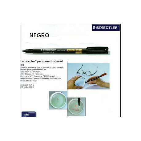 ROTULADOR STAEDTLER LUMOCOLOR OPTICA FINO NEGRO 319 C/10U