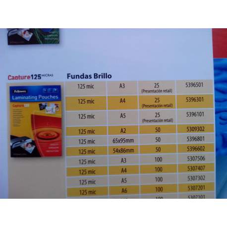 FUNDA PLASTIFICAR 60*90 125M C/100U FELLOWES