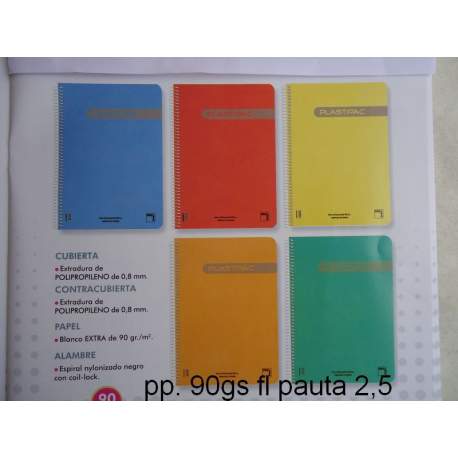 CUADERNO T PP FOLIO 80H PACSA PLASTIPAC 90G PAUTA 2,5 16408